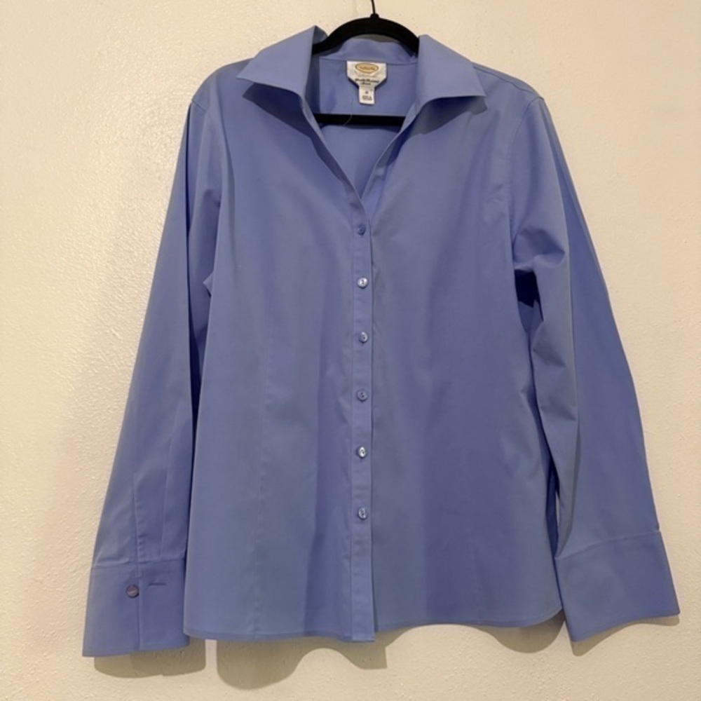 Talbots Blue Button Down Shirt, Wrinkle Resistant Stretch. Sz 16.